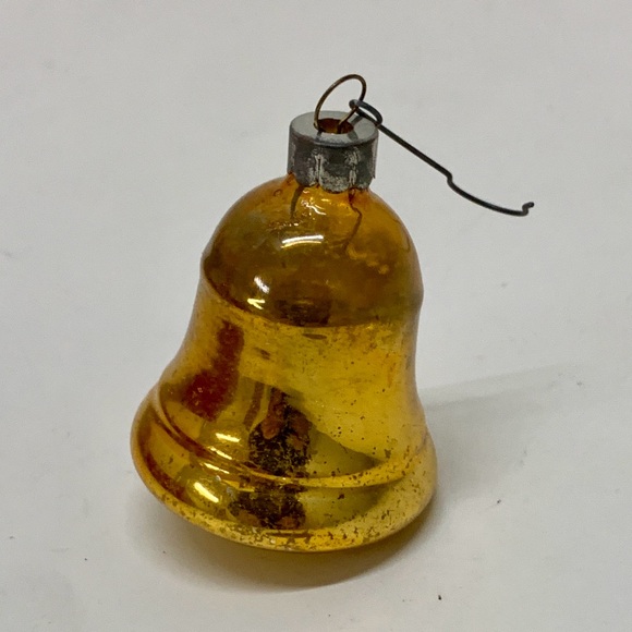 Mid Century Antique Mercury Glass Figural Bell Christmas Tree Ornament - Picture 2 of 9